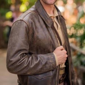 Indiana Jones Leather Jacket XL Disney 100% Bovine Leather NWT Brown